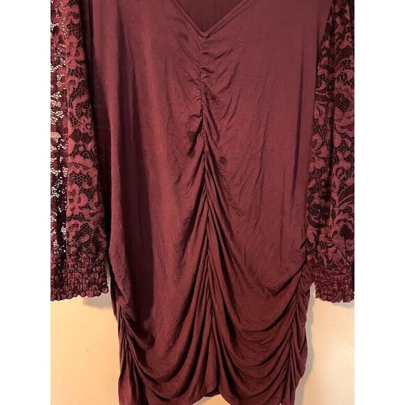 Torrid Bohochic Super Soft Knits Purple Ruched Drapey Tunic Lace 3/4 Sleeves 3X - Picture 5 of 6